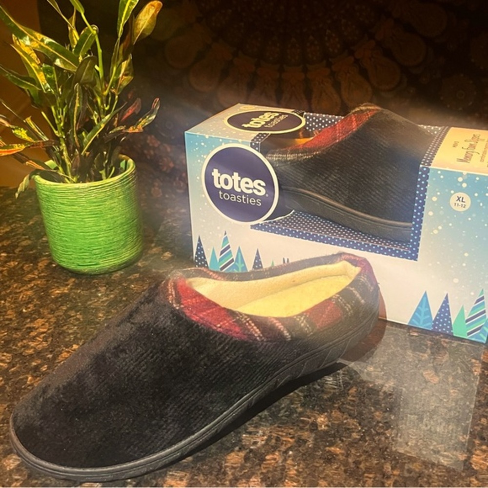 Men's Slippers Corduroy Memory Foam Hoodback/ Slide-on Slippers totes toasties